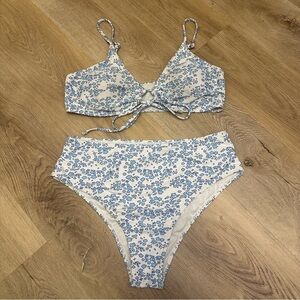 Amazon Blue and White Floral Bikini